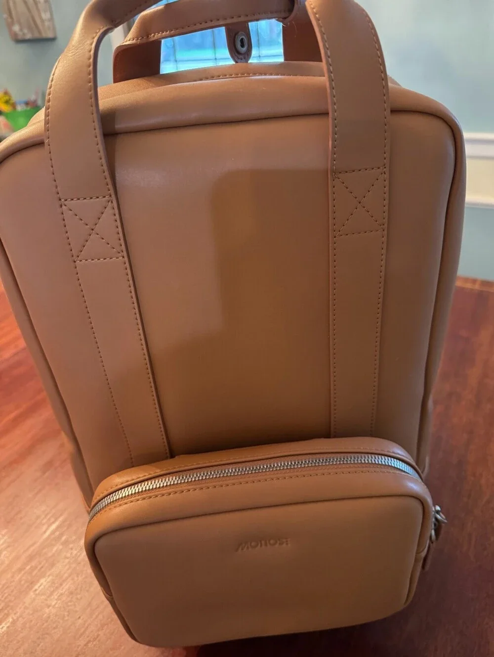 Monos Metro Backpack Saddle Tan Vegan Leather Laptop Travel Commuter Bag